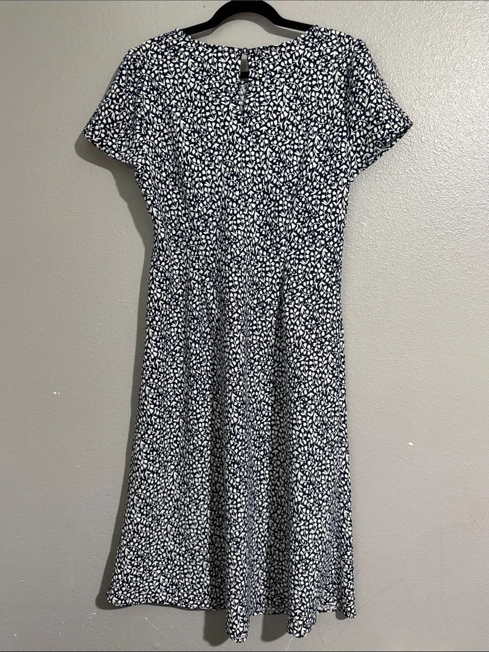 J. Crew Navy and White Printed Short Sleeve Dress